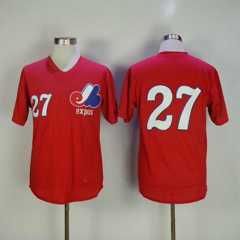 Men Montreal Expos #27 Guerrero Red Throwback MLB Jerseys